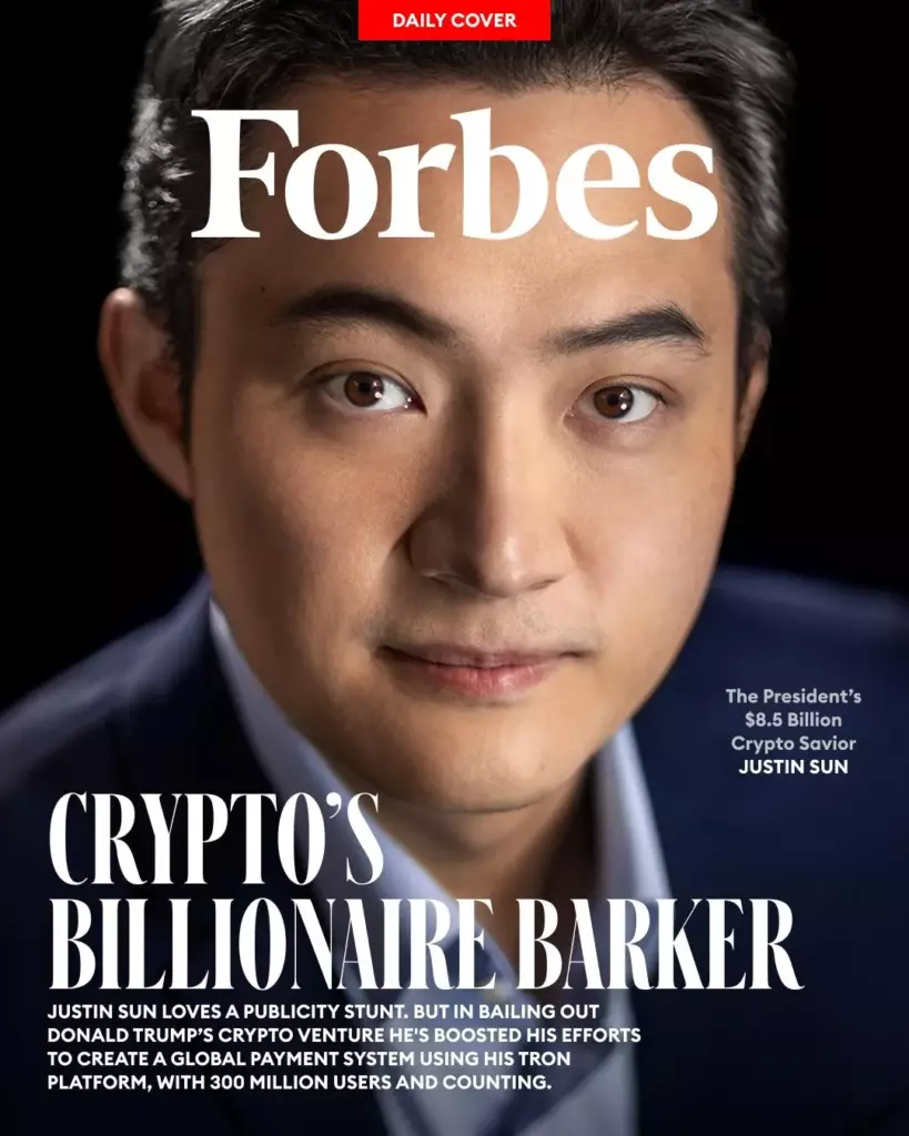 Джастин Сан на обложке Forbes: как криптомиллиардер спас Трампа и инвестировал $80 млн